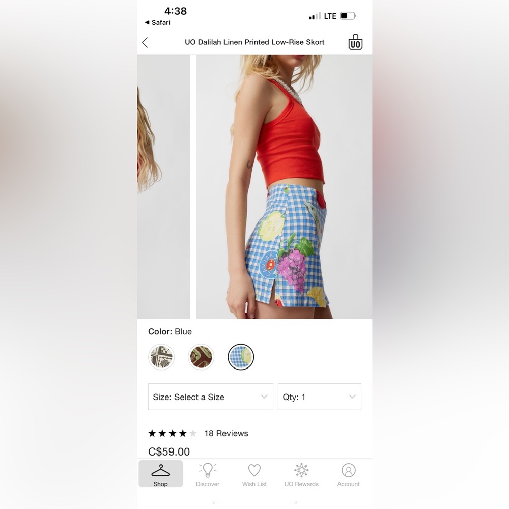 URBAN OUTFITTERS SKORT
